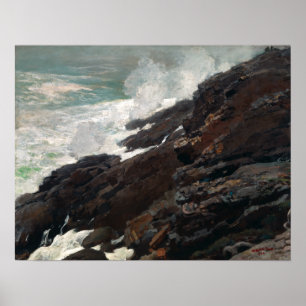 Winslow Homer High Cliff, Kusten i Maine Poster