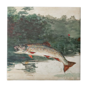 Winslow Homer Leaping Trout Tile Kakelplatta