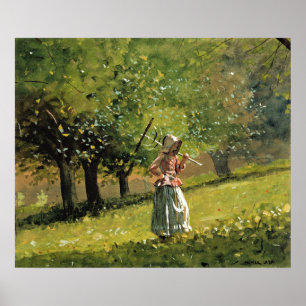 Winslow Homer-målning, Girl with Hay Rake Poster