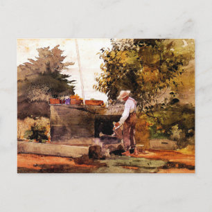Winslow Homer-målning, vid brunnen Vykort