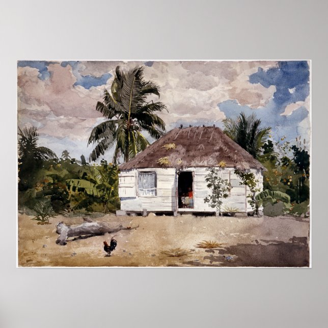 Winslow Homer Native Huts, Nassau Poster (Framsidan)