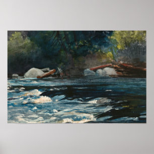 Winslow Homer - Rapids, Hudson River Poster