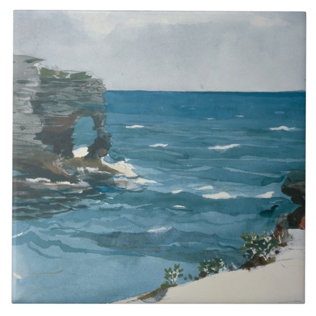 Winslow Homer - Rocky Shore, Bermuda Kakelplatta (Framsidan)