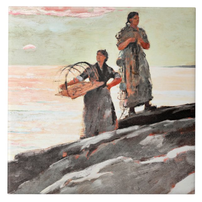 Winslow Homer - Saco Bay, berömd-målning Kakelplatta (Framsidan)