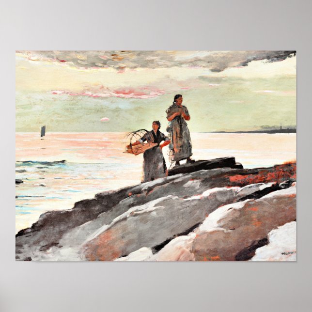 Winslow Homer - Saco Bay, berömd-målning Poster (Framsidan)