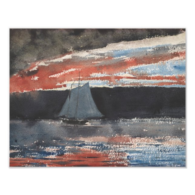 Winslow Homer - Schooner vid Sunset Fototryck (Framsidan)