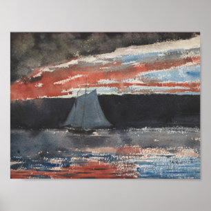 Winslow Homer - Schooner vid Sunset Poster