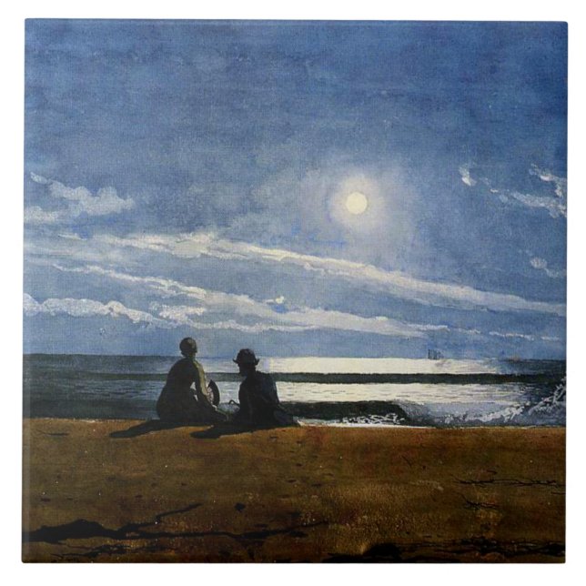 Winslow Homer vattencolor, Moonlight  Kakelplatta (Framsidan)