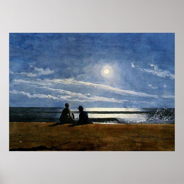 Winslow Homer vattencolor, Moonlight Poster (Framsidan)