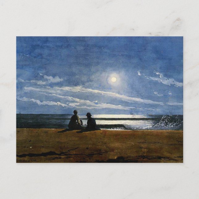Winslow Homer vattencolor, Moonlight Vykort (Framsida)