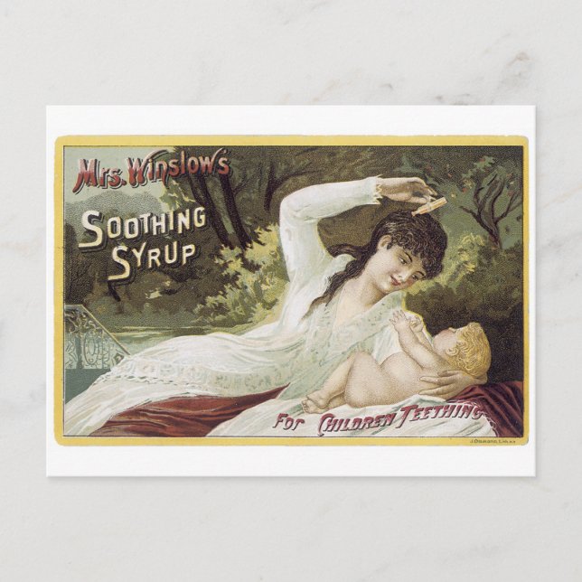 Winslows Soothing Syrup for Teething Spädbarn Vykort (Framsida)