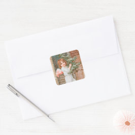 Winsome Angel med jul Fyrkantigt Klistermärke