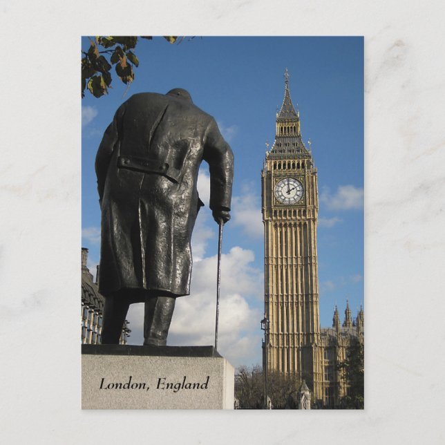 Winston Churchill and Big Ben Postcard, London Vykort (Framsida)