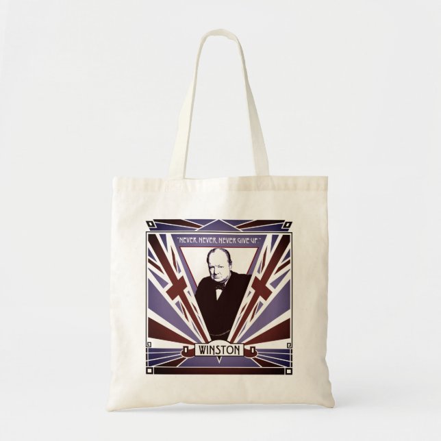 Winston Churchill Art Deco stil Union Jack Tygkasse (Framsidan)
