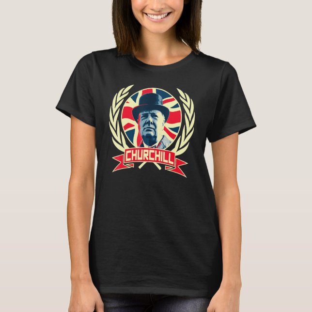 Winston Churchill British Flagga Pride T Shirt (Framsida)