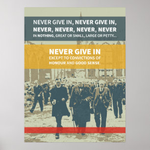 Winston Churchill-citat - Aldrig Ge in Poster