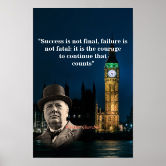 Winston Churchill Citat Om Mod Affisch