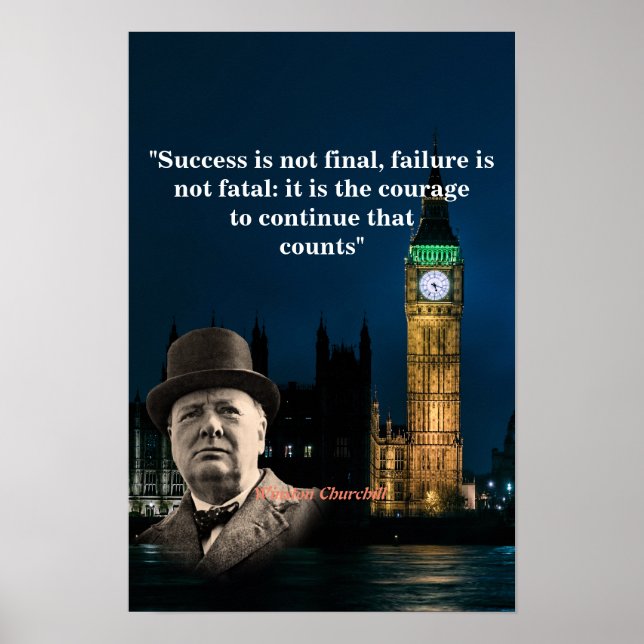 Winston Churchill Citat Om Mod Affisch (Framsidan)