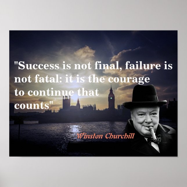 Winston Churchill Citat Om Mod Poster (Framsidan)