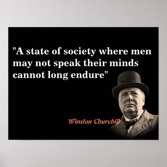 Winston Churchill-citat på fritt Tal Poster (Framsidan)