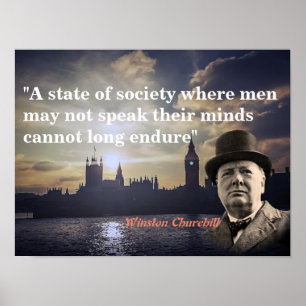 Winston Churchill-citat på fritt Tal Poster