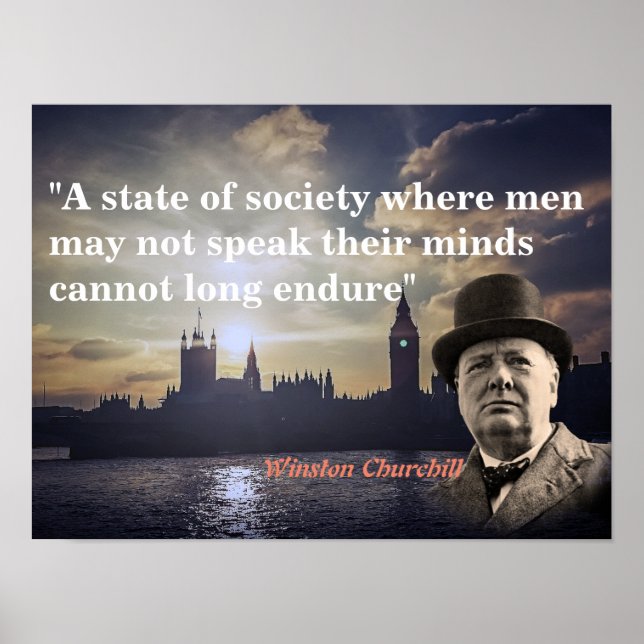 Winston Churchill-citat på fritt Tal Poster (Framsidan)