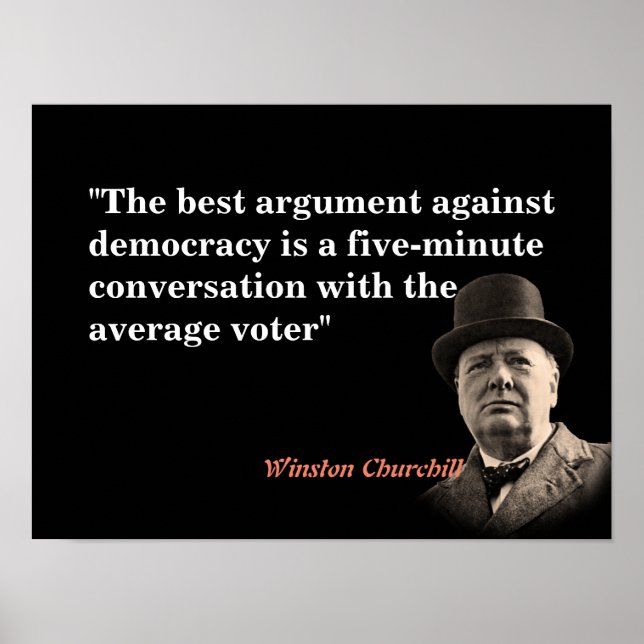 Winston Churchill-citatet om demokrati Poster (Framsidan)