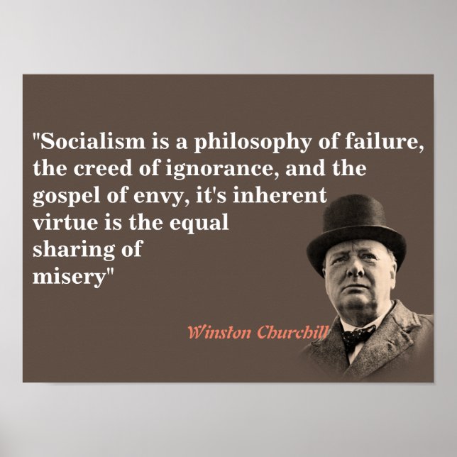 Winston Churchill-citatet om socialism Poster (Framsidan)