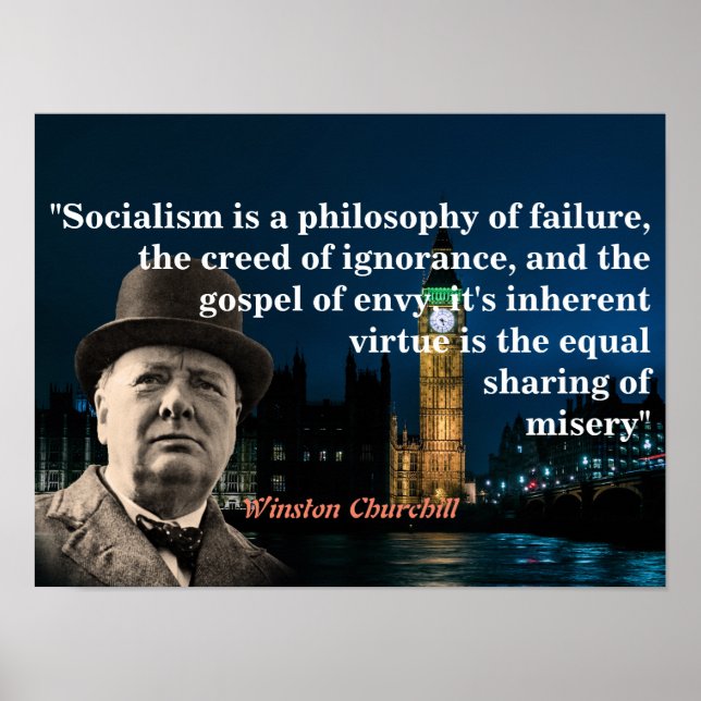 Winston Churchill-citatet om socialism Poster (Framsidan)
