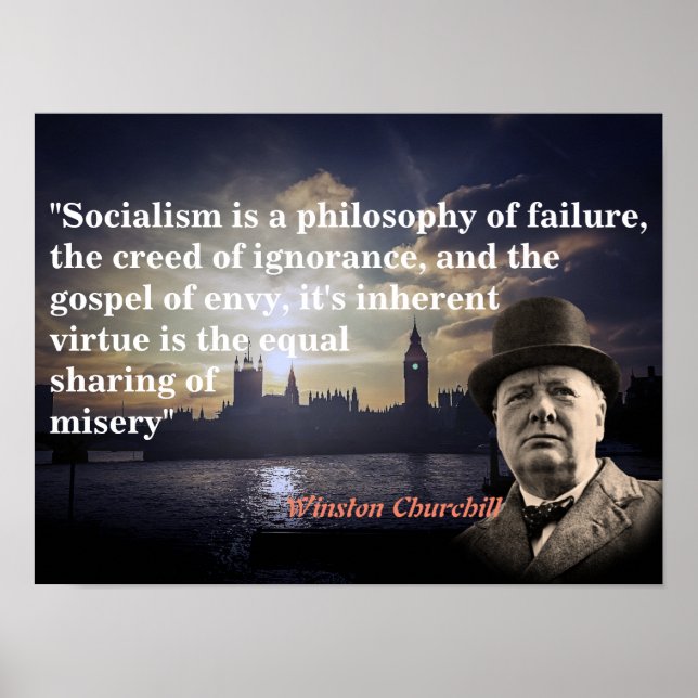 Winston Churchill-citatet om socialism Poster (Framsidan)
