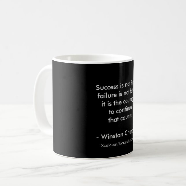 Winston Churchill citationstecken; Framgång 2,0 Kaffemugg (Framsida vänster)