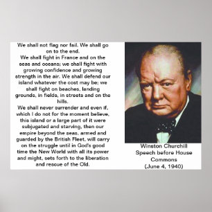 Winston Churchill citationsteckenaffisch Poster