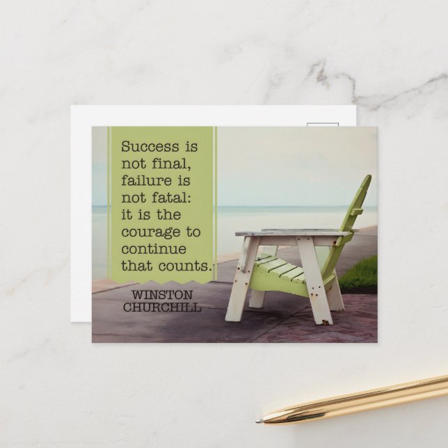 Winston Churchill "Courage" inspirationsoffert Vykort (Fram/Back In Situ)