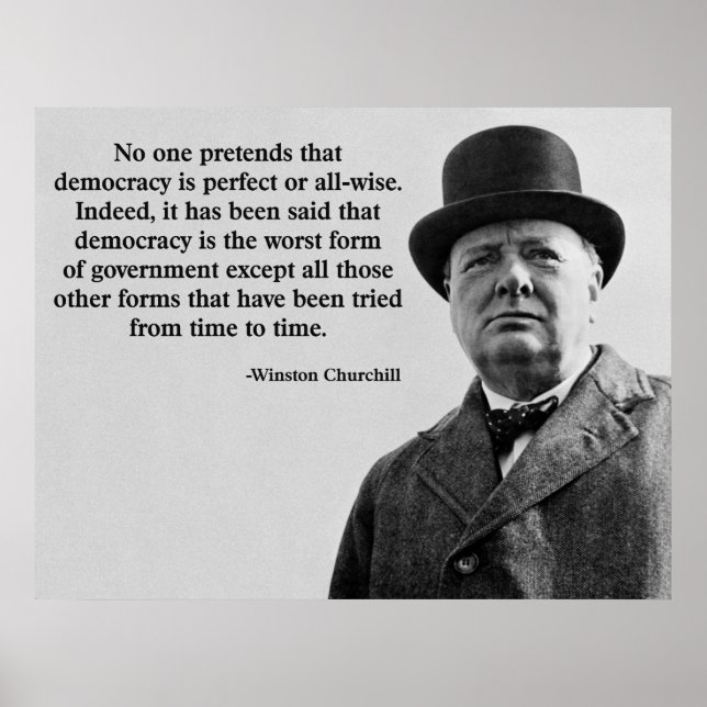 Winston Churchill Democracy Citat Poster (Framsidan)