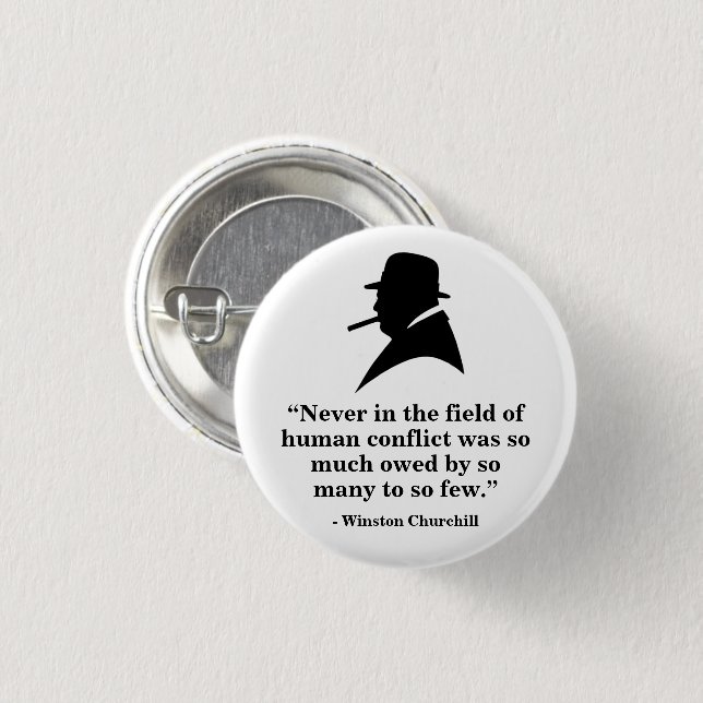 Winston Churchill emblem - citationstecken 11 Knapp (Framsida & baksida)