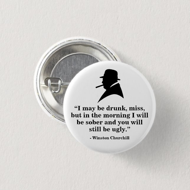 Winston Churchill emblem - citationstecken 20 Knapp (Framsida & baksida)