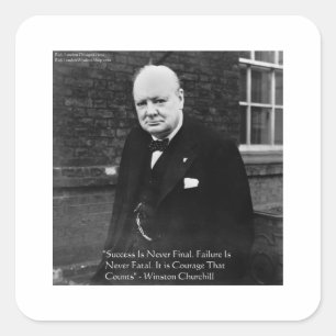 Winston Churchill "Framgång Aldrig Slutlig" Gåvor Fyrkantigt Klistermärke