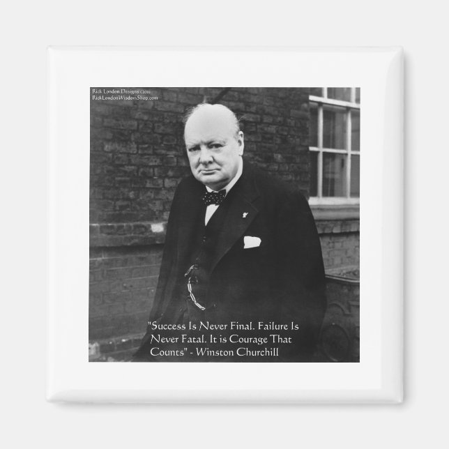 Winston Churchill "Framgång Aldrig Slutlig" Gåvor Magnet (Framsidan)