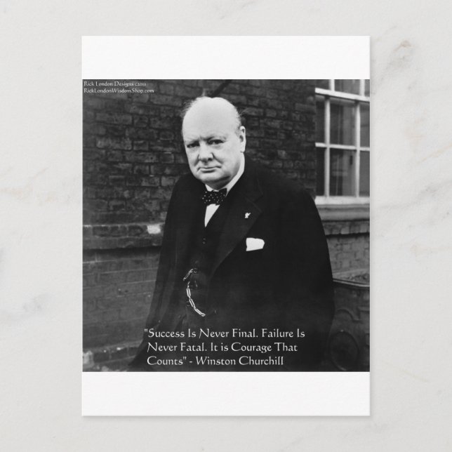 Winston Churchill "Framgång Aldrig Slutlig" Gåvor Vykort (Framsida)