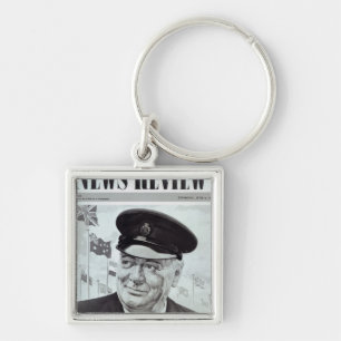 Winston Churchill Fyrkantig Silverfärgad Nyckelring
