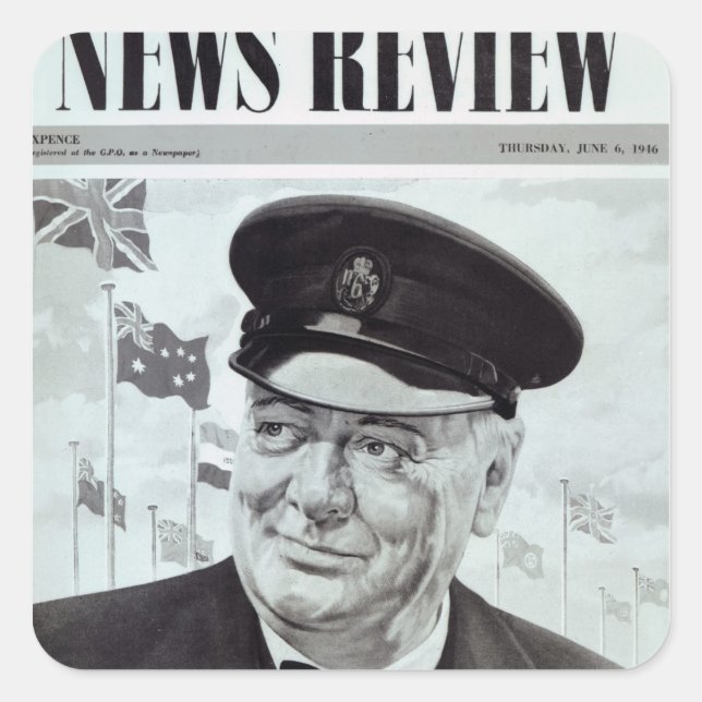 Winston Churchill Fyrkantigt Klistermärke (Framsida)