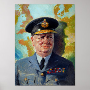 Winston Churchill i enhetlig målning Poster