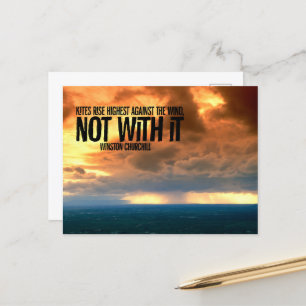 Winston Churchill Inspirational Quote "Kites" Vykort