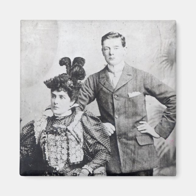 Winston Churchill med mor 2 Magnet (Framsidan)