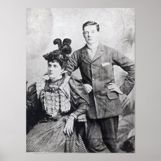 Winston Churchill med mor 2 Poster (Framsidan)