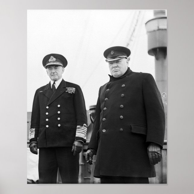 Winston Churchill och Admiral Dudley Pound Poster (Framsidan)