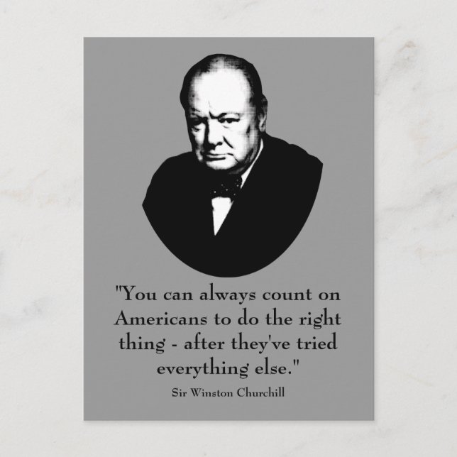 Winston Churchill och Funny Quote Vykort (Framsida)