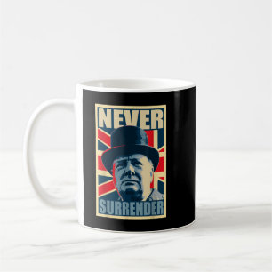 Winston Churchill överlämnar aldrig British Flagga Kaffemugg