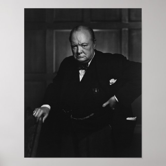 Winston Churchill Porträtt - Upprinnande Lejon Poster (Framsidan)