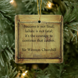 Winston Churchill Quote; Åldras av lyckad Vintage Julgransprydnad Keramik